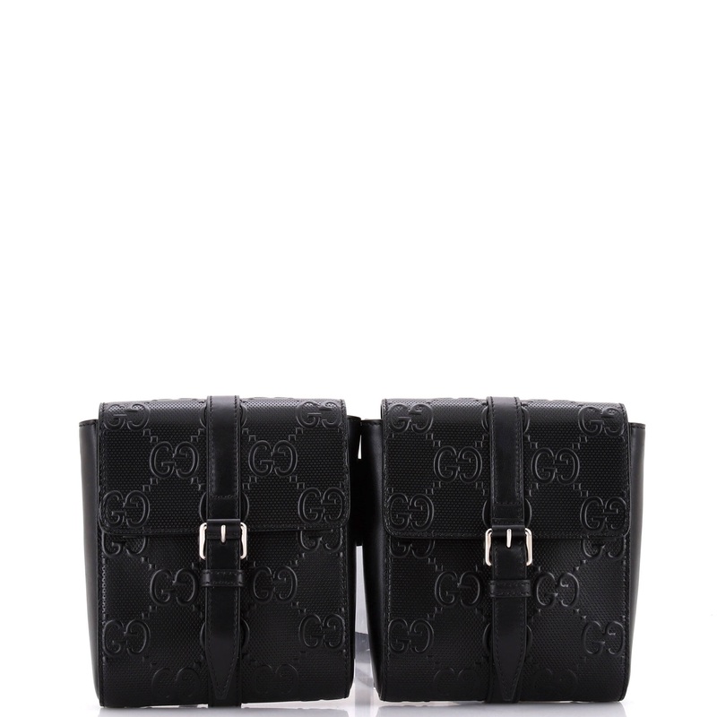 Double Belt Bag GG Embossed Perforated Leather