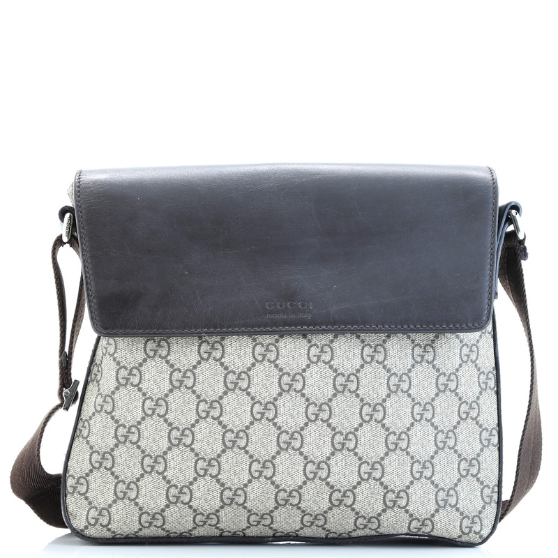 Flap Messenger Bag GG Coated Canvas with Leather Medium