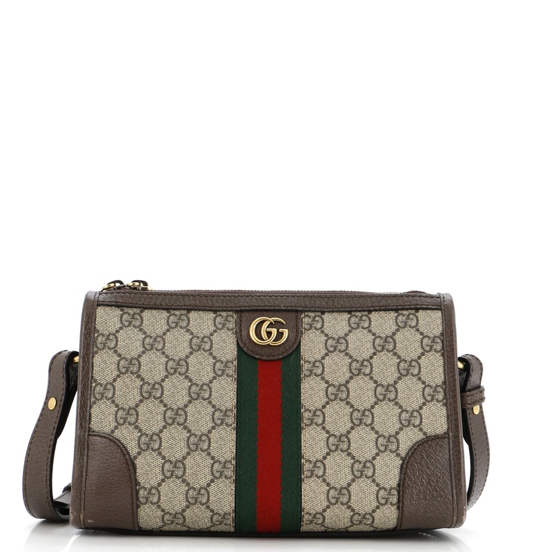 Ophidia Zip Messenger Bag GG Coated Canvas with Leather Small