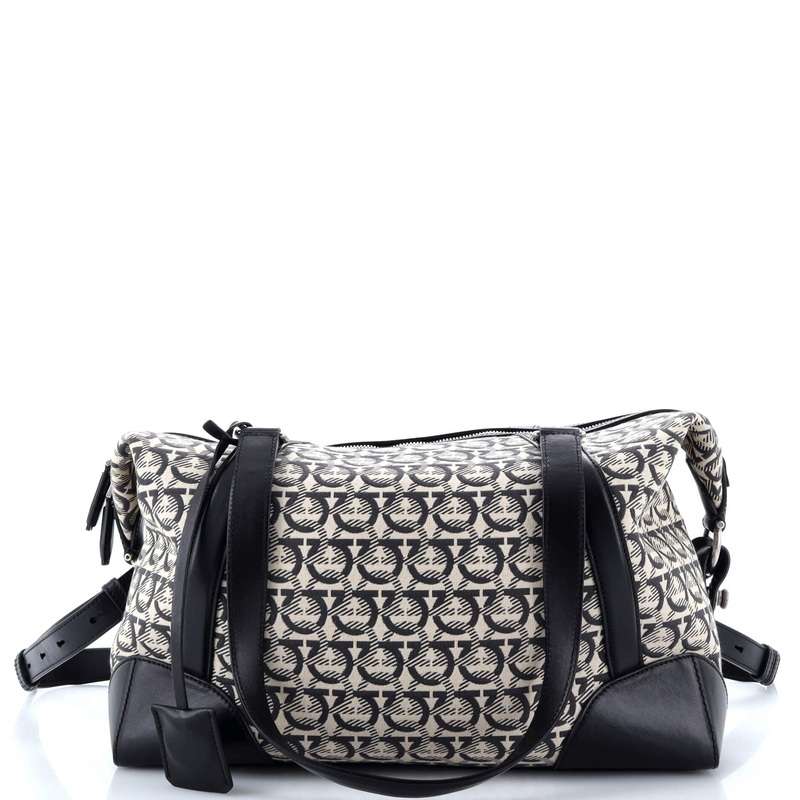 Soft Duffle Bag Printed Canvas with Leather