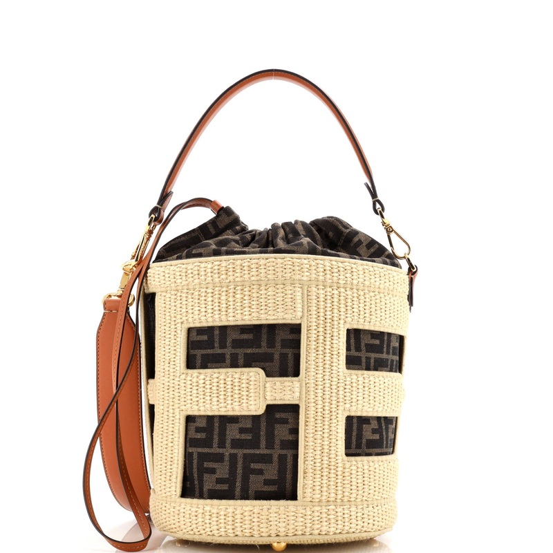 Step Out Bucket Bag Straw and Zucca Canvas Medium