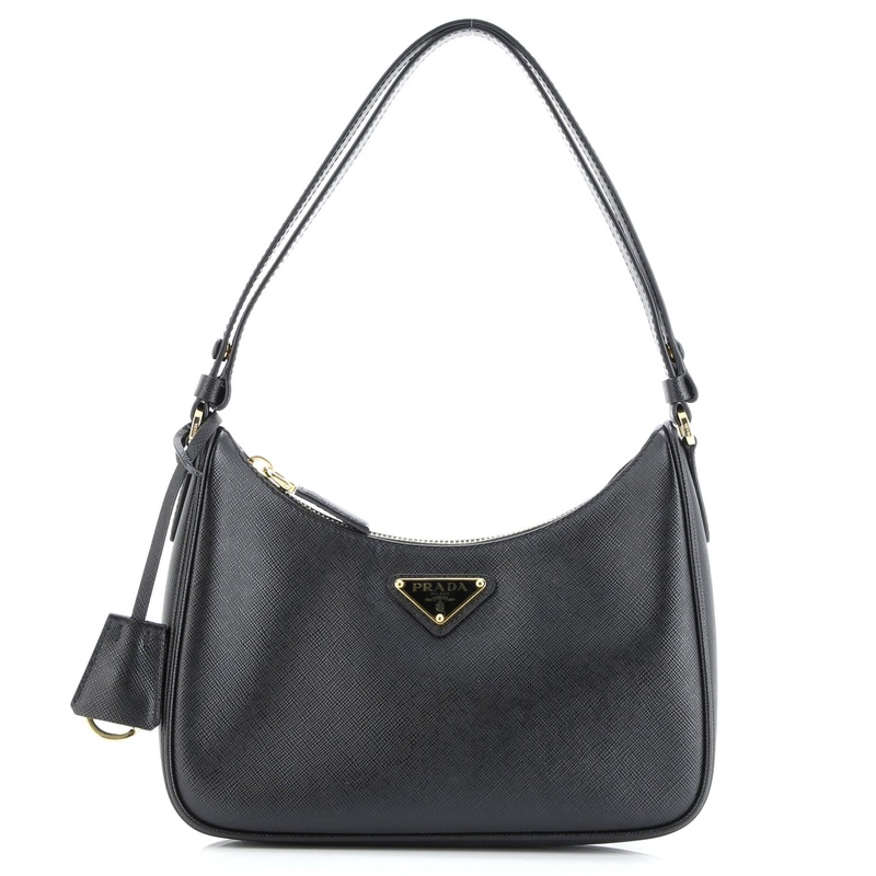 Adjustable Handle Zip Hobo Saffiano Leather Mini