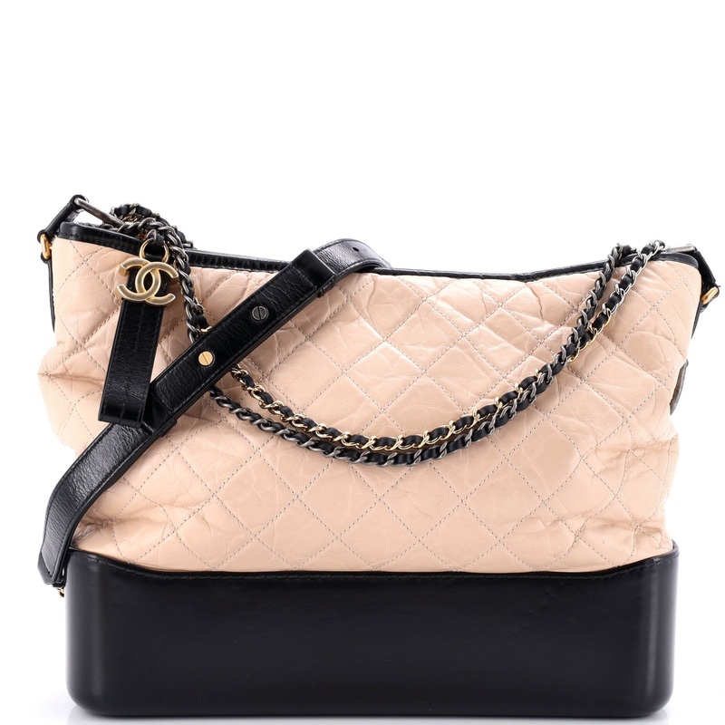 Bicolor Gabrielle Hobo Quilted Aged Calfskin Large