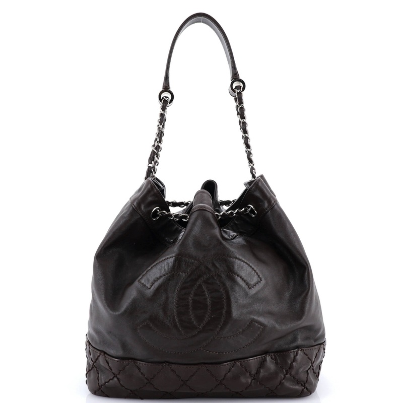 CC Drawstring Bucket Bag Lambskin Large