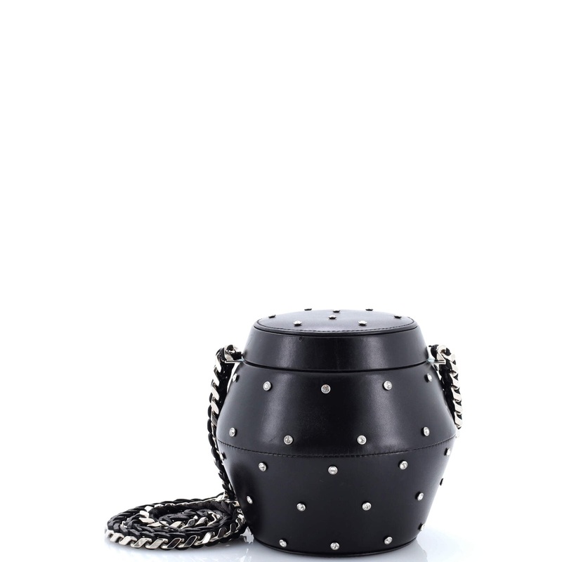 Chain Minaudiere Crystal Studded Leather