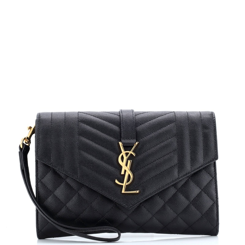 Classic Monogram Envelope Wristlet Clutch Mixed Matelasse Leather
