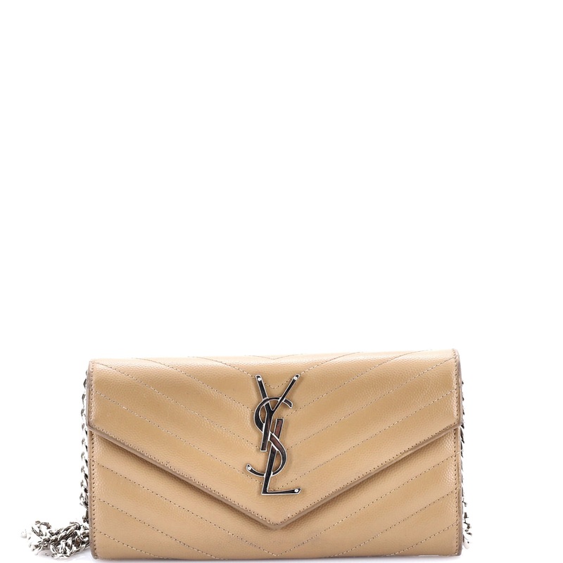 Classic Monogram Short Chain Wallet Matelasse Chevron Leather Long