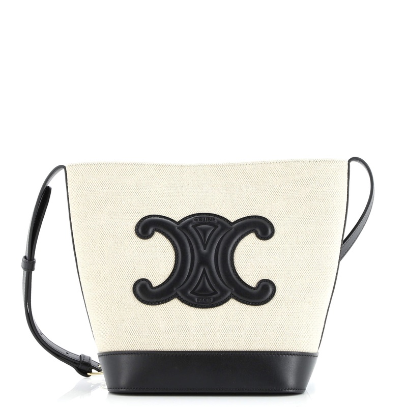 Cuir Triomphe Bucket Bag Canvas with Leather Small