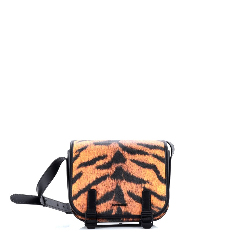 Double Buckle Flap Messenger Bag Printed Coated Canvas Small