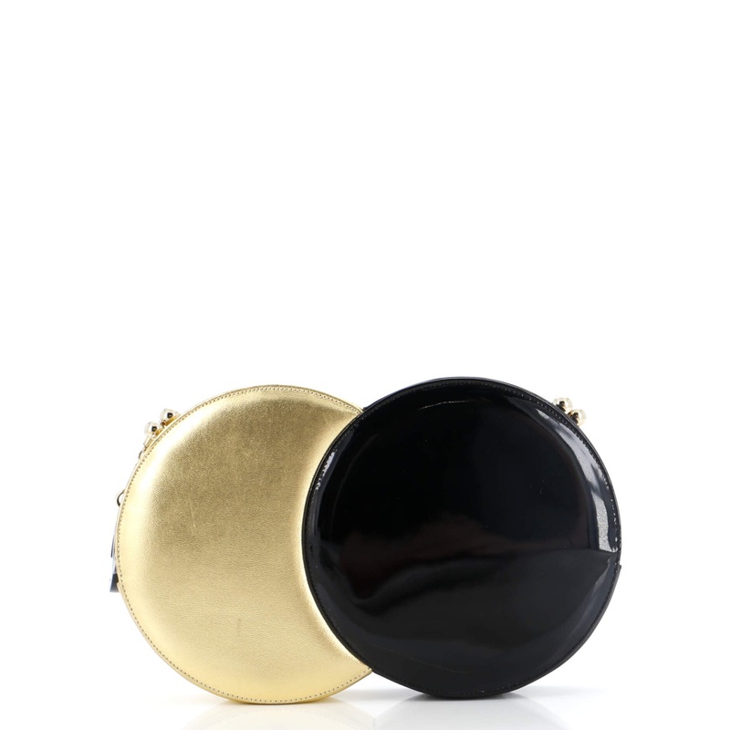 Kisslock Double Circle Clutch Lambskin with Patent