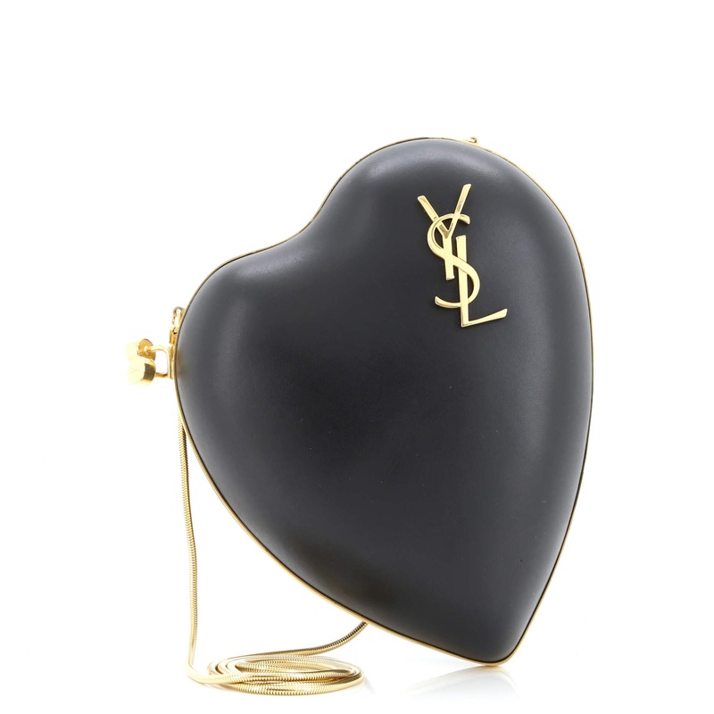 Love Heart Chain Box Clutch Leather Small