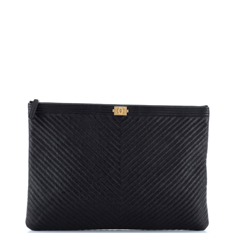 Boy O Case Clutch Chevron Caviar Large