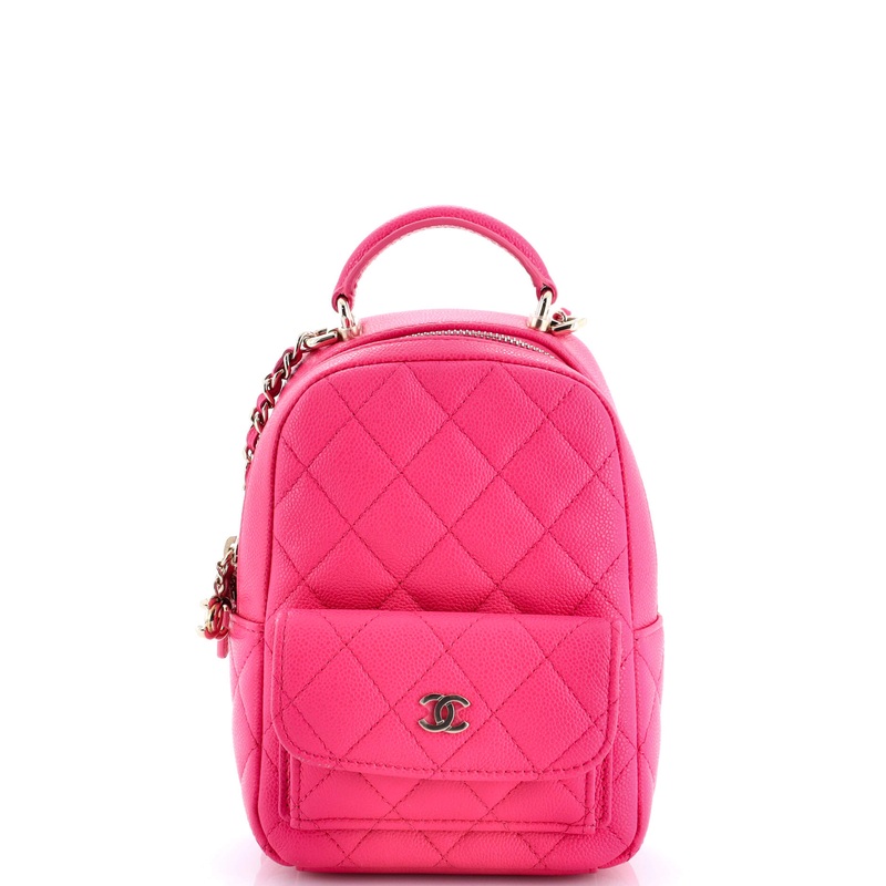 Classic CC Chain Pocket Backpack Quilted Caviar Mini