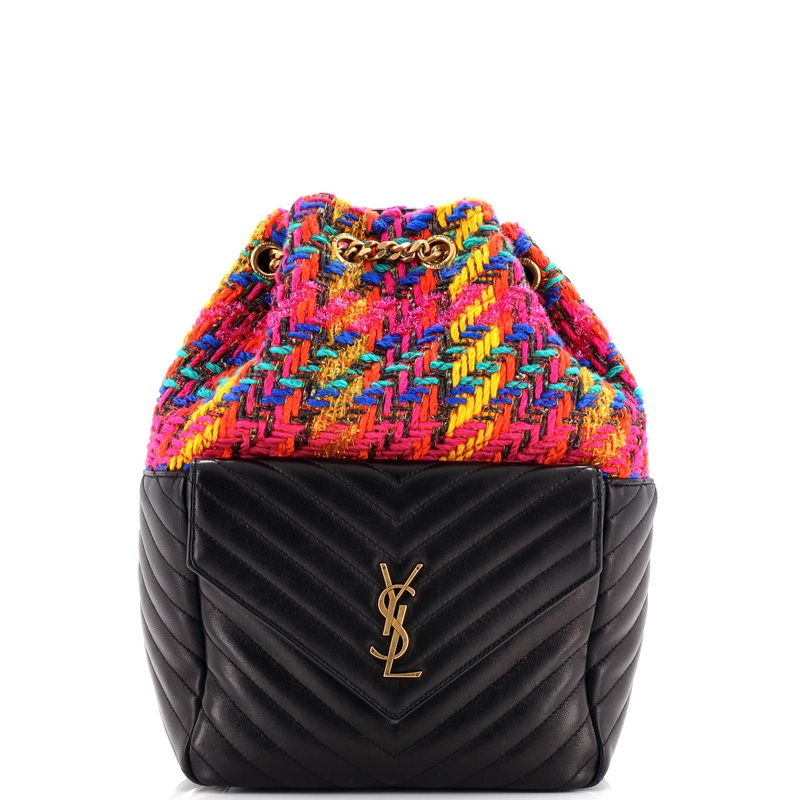 Joe Backpack Matelasse Chevron Leather with Tweed