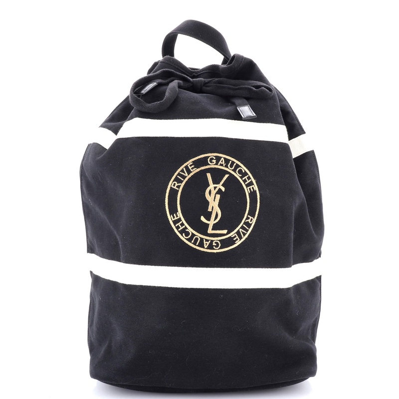 Rive Gauche Drawstring Sling Bag Stripe Canvas Medium
