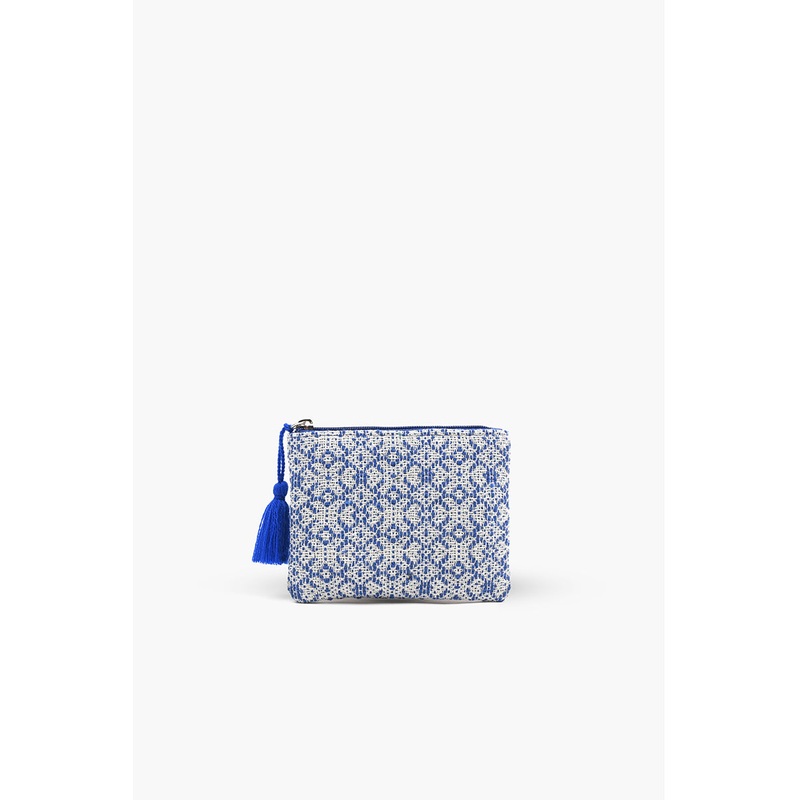Blue Handwoven Jacquard Coin Bag