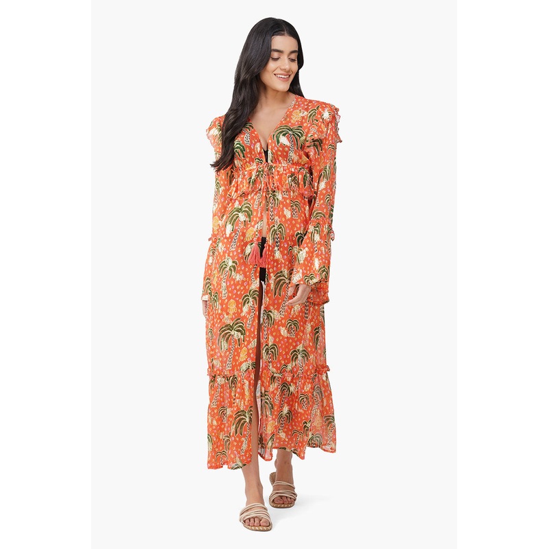 Coral Farm Lurex Printed Cover Up Dress
