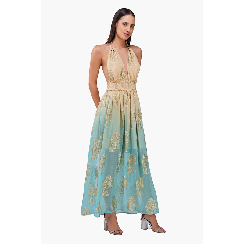 Earthy Grace Ombray Lurex Dress