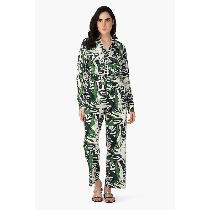 Green Birch Tropical Printed Jumpsuit
