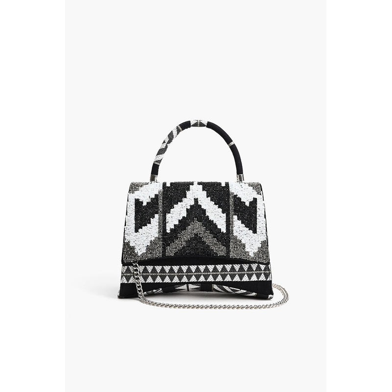 Ikat Noir Elegance Top Handle Bag