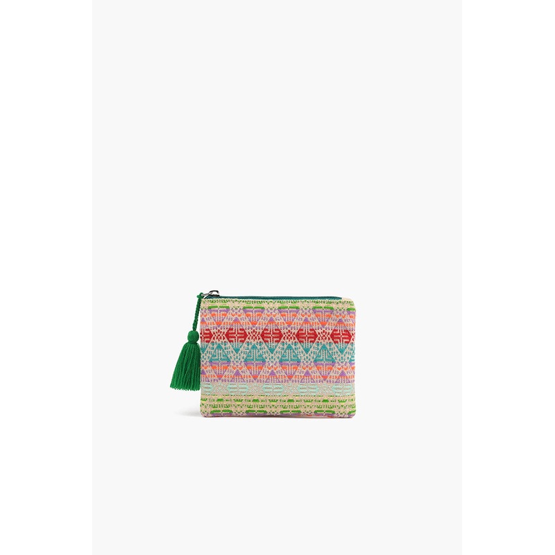 Teal Handwoven Jacquard Coin Bag