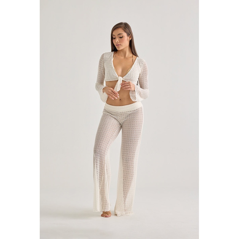 White Crochet Beach Set  Top & Pants