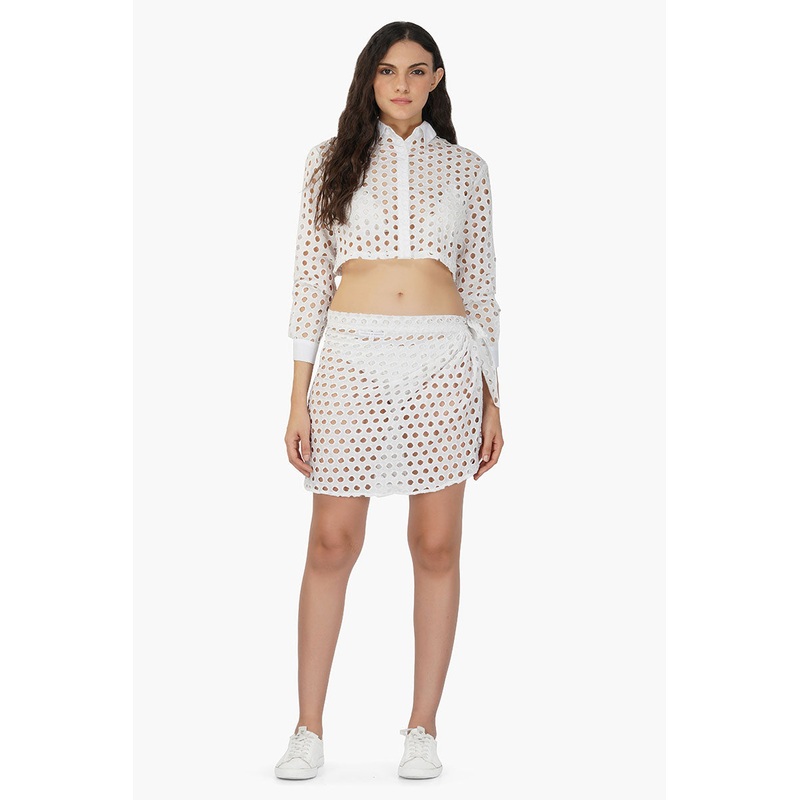White Loop Wrap Skirt
