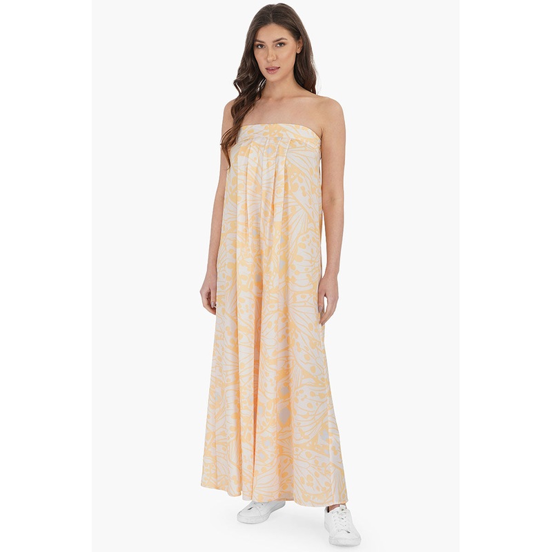 Afterglow Butterfly Jumpsuit - Yellow Bandeau Neck Jumpsuit