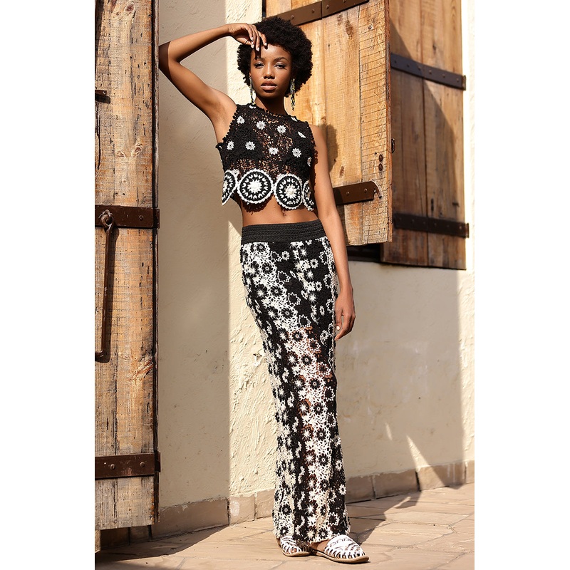 Black Crochet Hippie Top