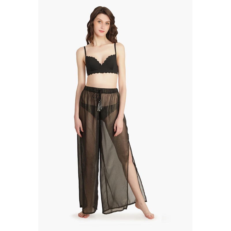 Black Shimmer Sheer Cover Up Pants