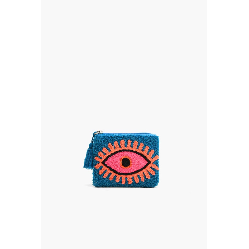 Blazing Blue evil eye coin pouch