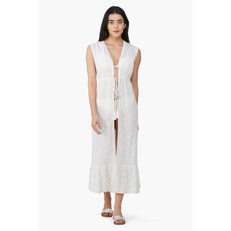 Casa Schiffli Front Single Tie Cover Up