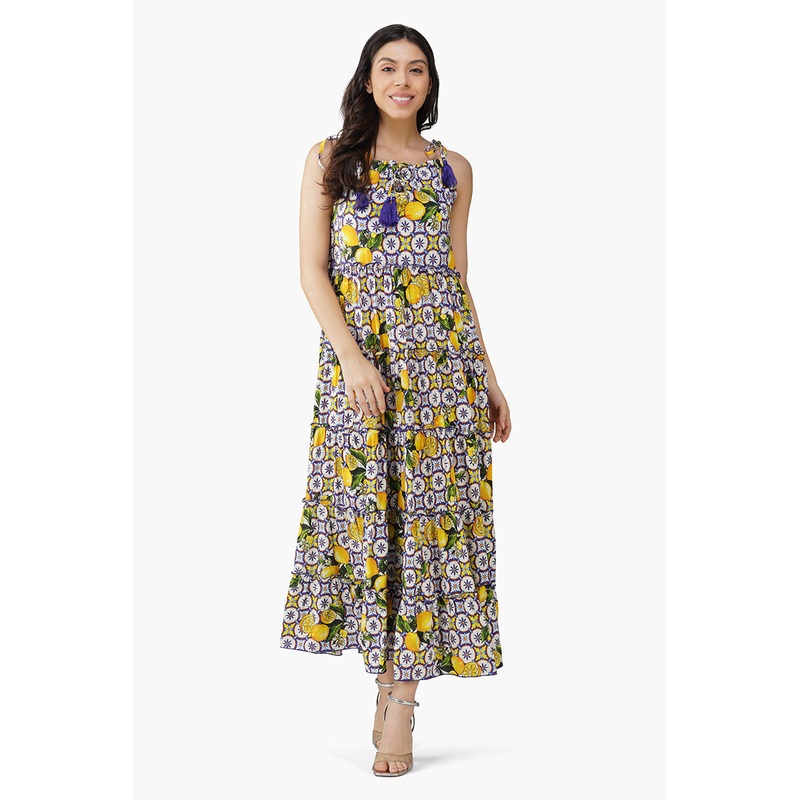 Citrus Lemon Maxi Dress