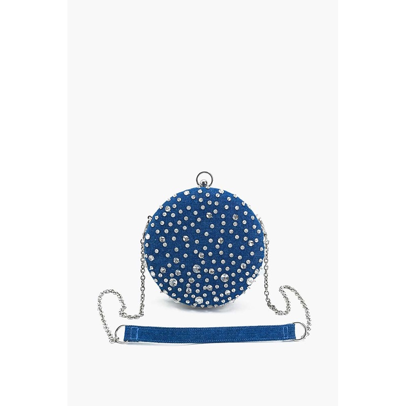 Denim Dazzle Beaded Clutch
