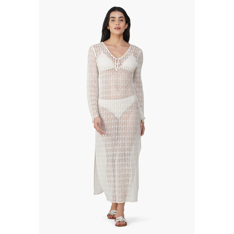 Diamond Cut Crochet Lace Fabric Bodycon Cover Up