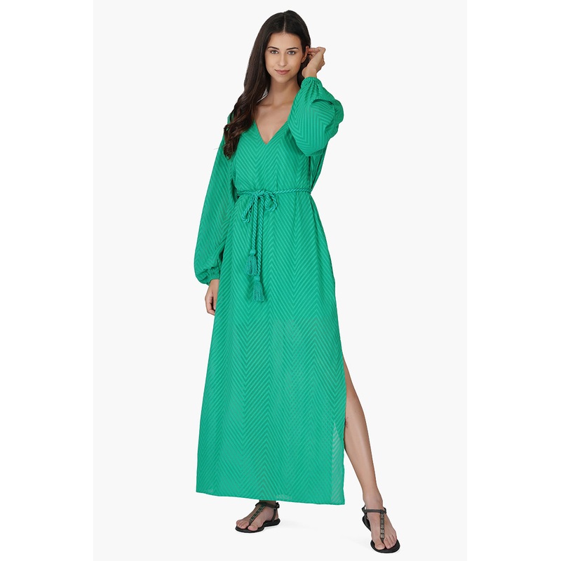 Emerald Chevron Maxi Dress