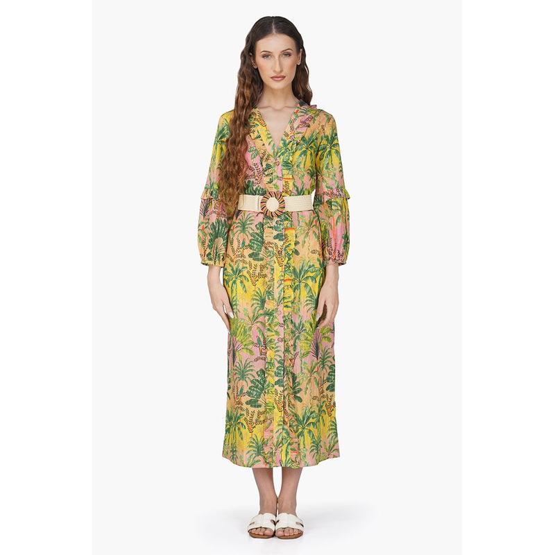 Endless Summer Printed Ruffles Shirt Dress