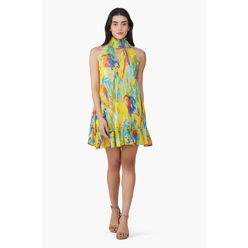 Farm Peru Tropic Lurex Printed Short Dress
