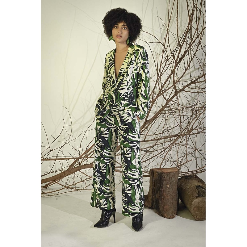 Green Birch Tropical Printed Blazer