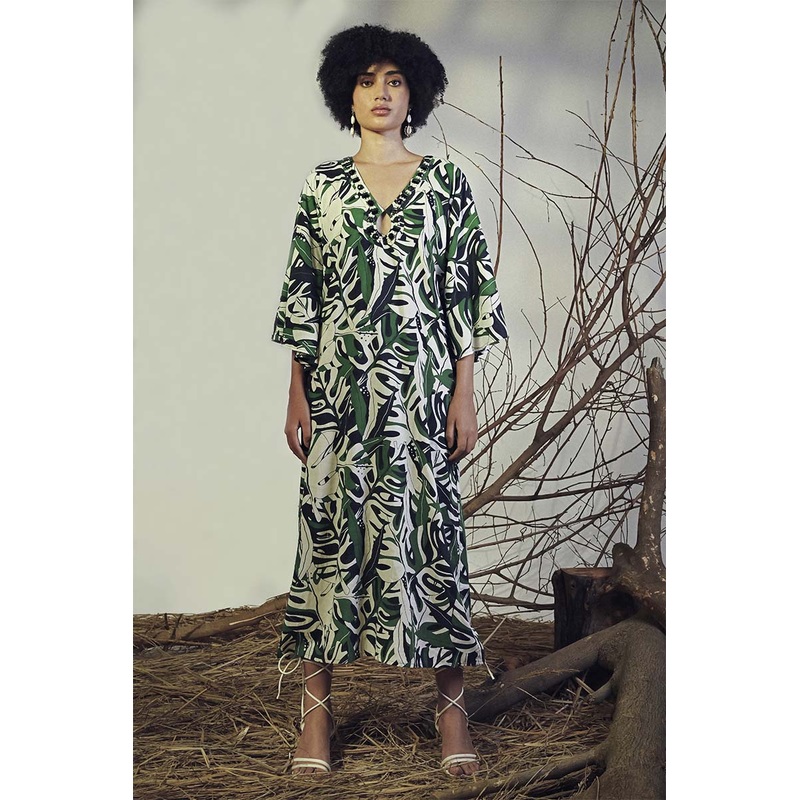 Green Birch Tropical Printed Maxi Dress
