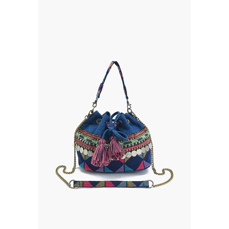 Gypsy Bloom Embellished Bucket Bag