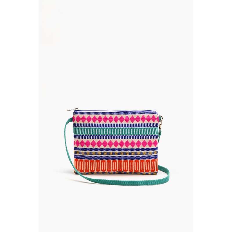 Mexican Striped Spring Top Zip Clutch