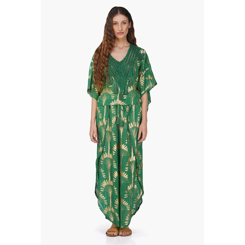 Pine Green Palm Wrap Pants
