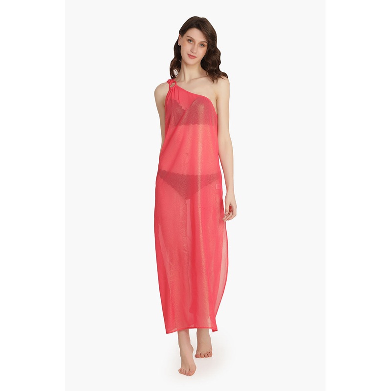 Pink Shimmer Sheer Cover-Up Dress