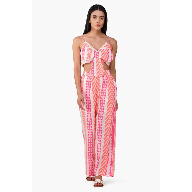 Rosy Salmon Jacquard Pant