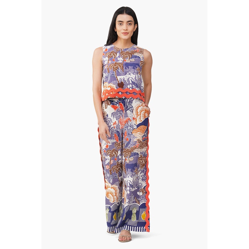 Taste of Blue Tropics Flaired Pants