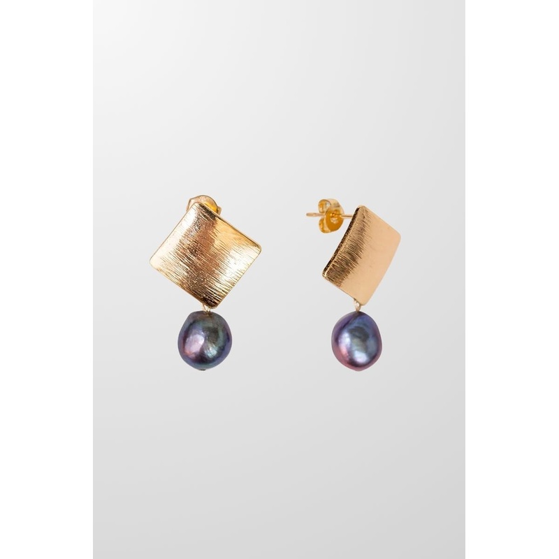 The Madrid Earrings in Tahitian Black Pearl