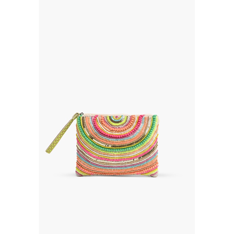 Bright is Best Embellished Top Zip Clutch