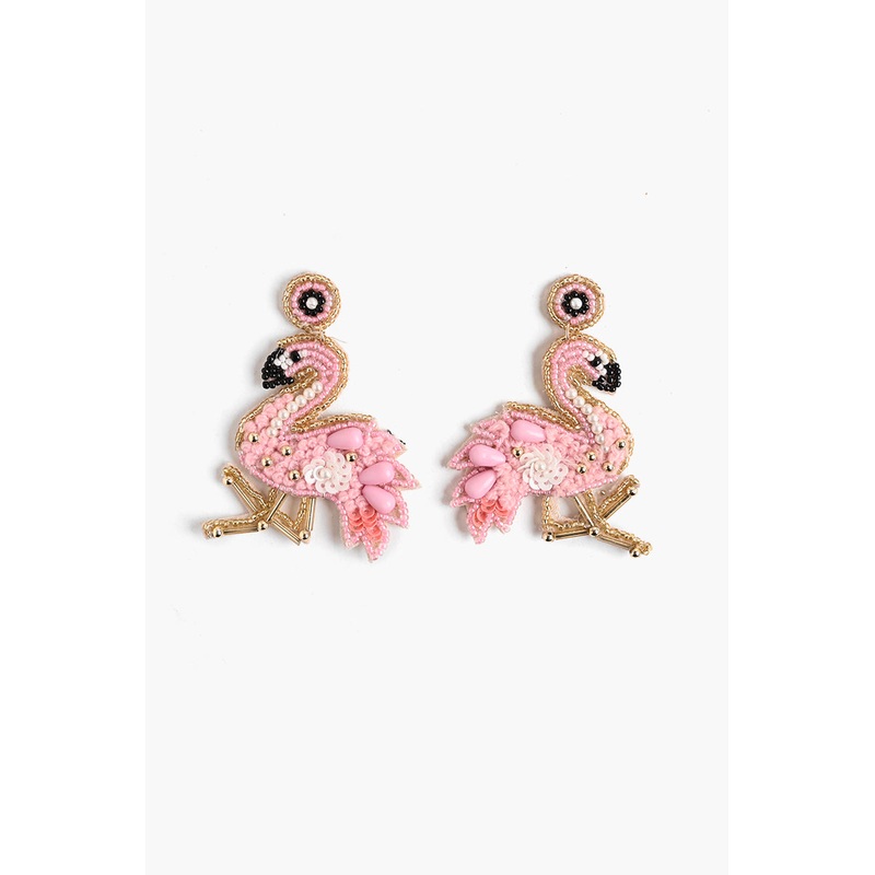 Flamingo Beaded Earrings
