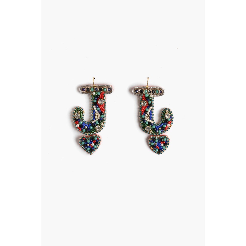 Letter J Beaded Earrings